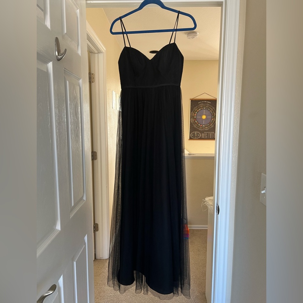 Black bobbinet bridesmaid dress
